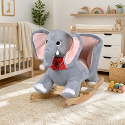 Plush Soft Grey Elephant Rocker for Babies and Toddlers