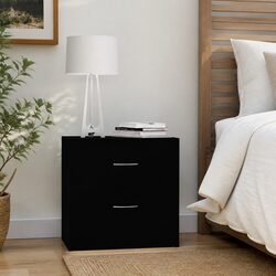 Quality Engineered Wood Bedside Cabinets 2 pcs Black
