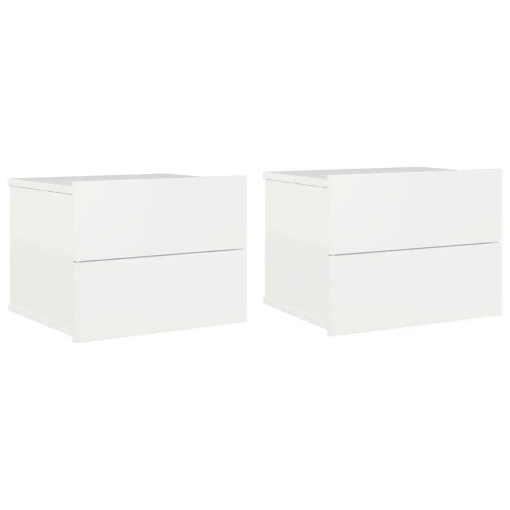 High Gloss White Bedside Cabinets 2 pcs with Storage Drawers