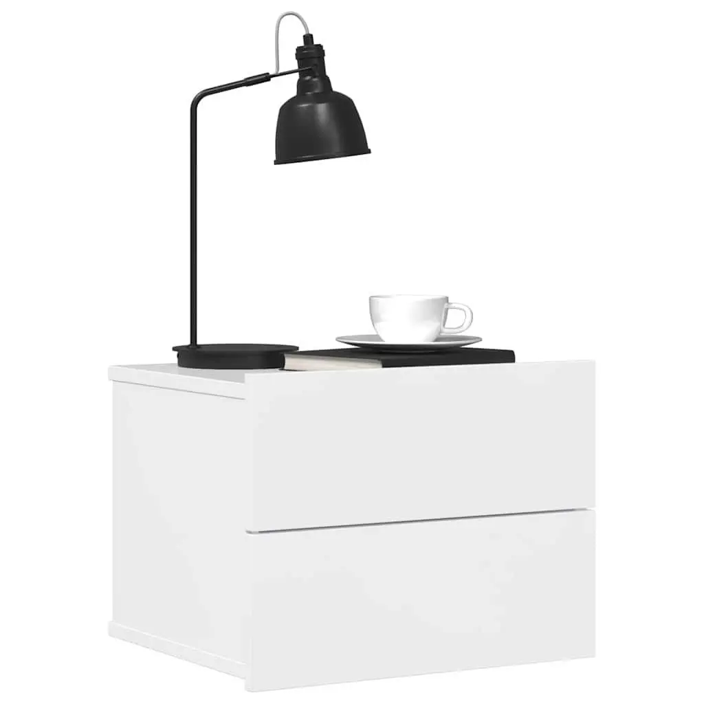 High Gloss White Bedside Cabinets 2 pcs with Storage Drawers