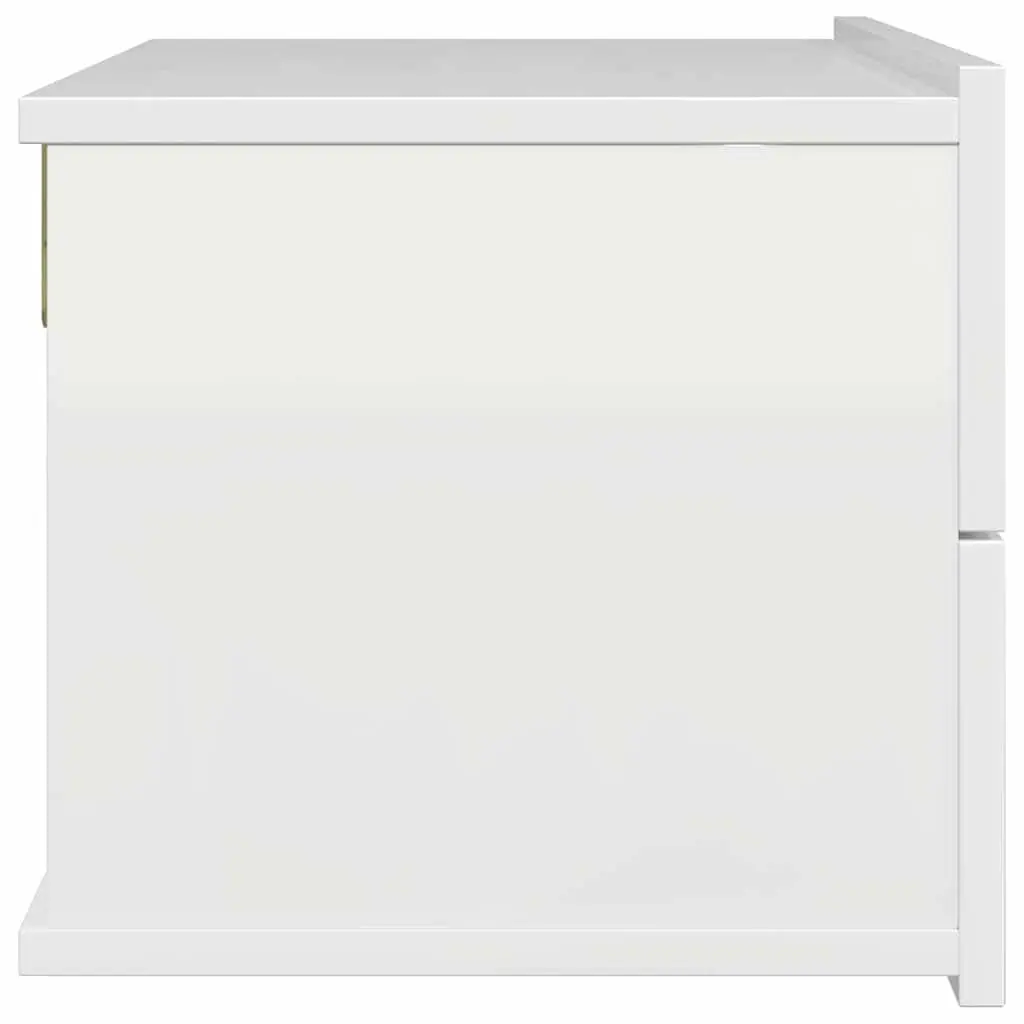 High Gloss White Bedside Cabinets 2 pcs with Storage Drawers