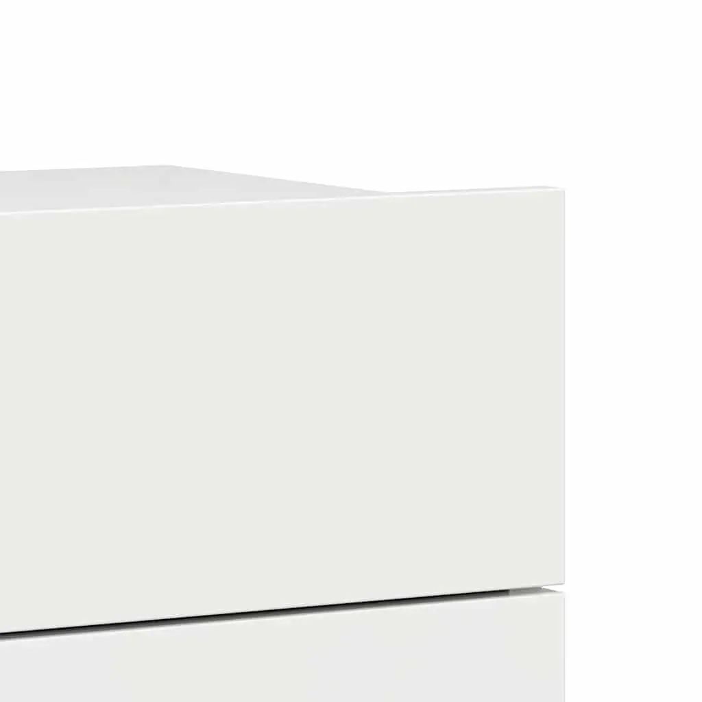High Gloss White Bedside Cabinets 2 pcs with Storage Drawers