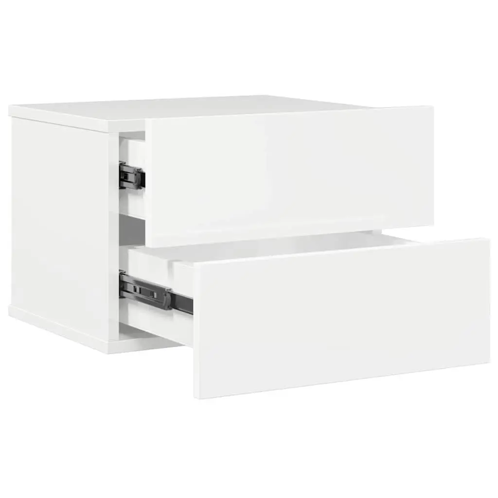 High Gloss White Bedside Cabinets 2 pcs with Storage Drawers