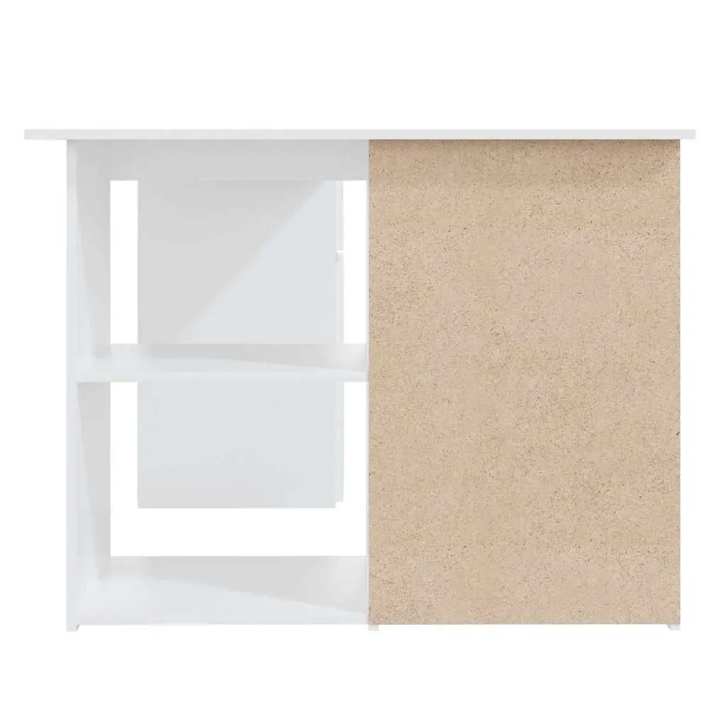 White Corner Desk with Storage for Home Office