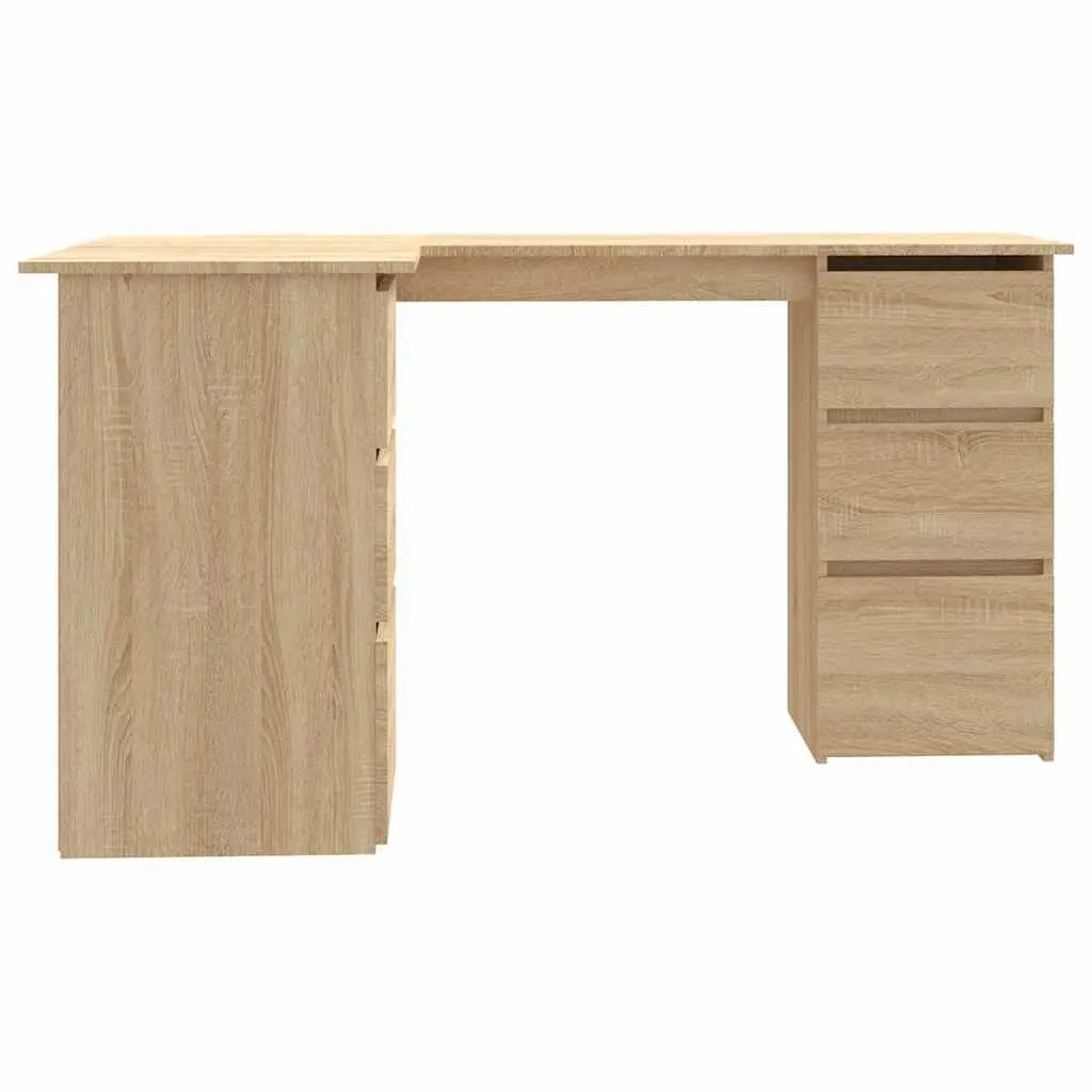 Brown Engineered Wood Corner Desk with Storage