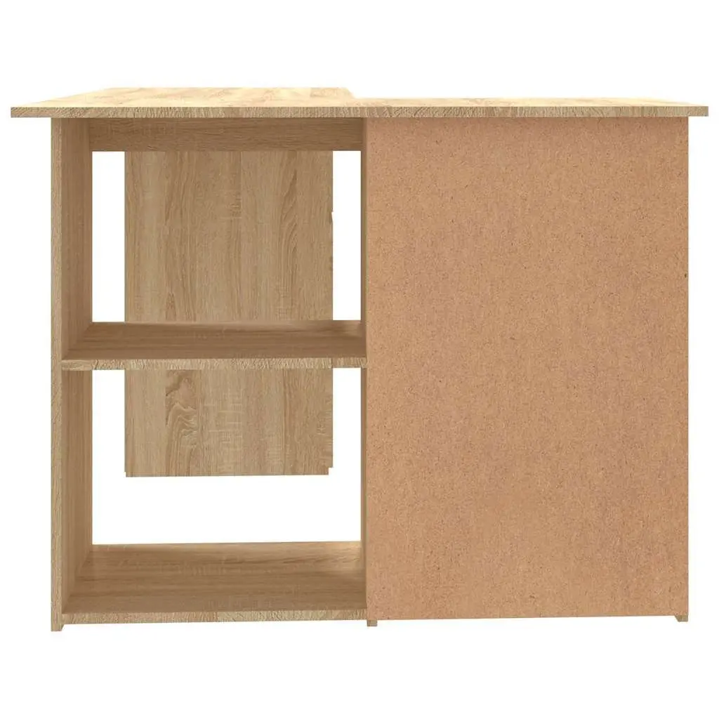 Brown Engineered Wood Corner Desk with Storage