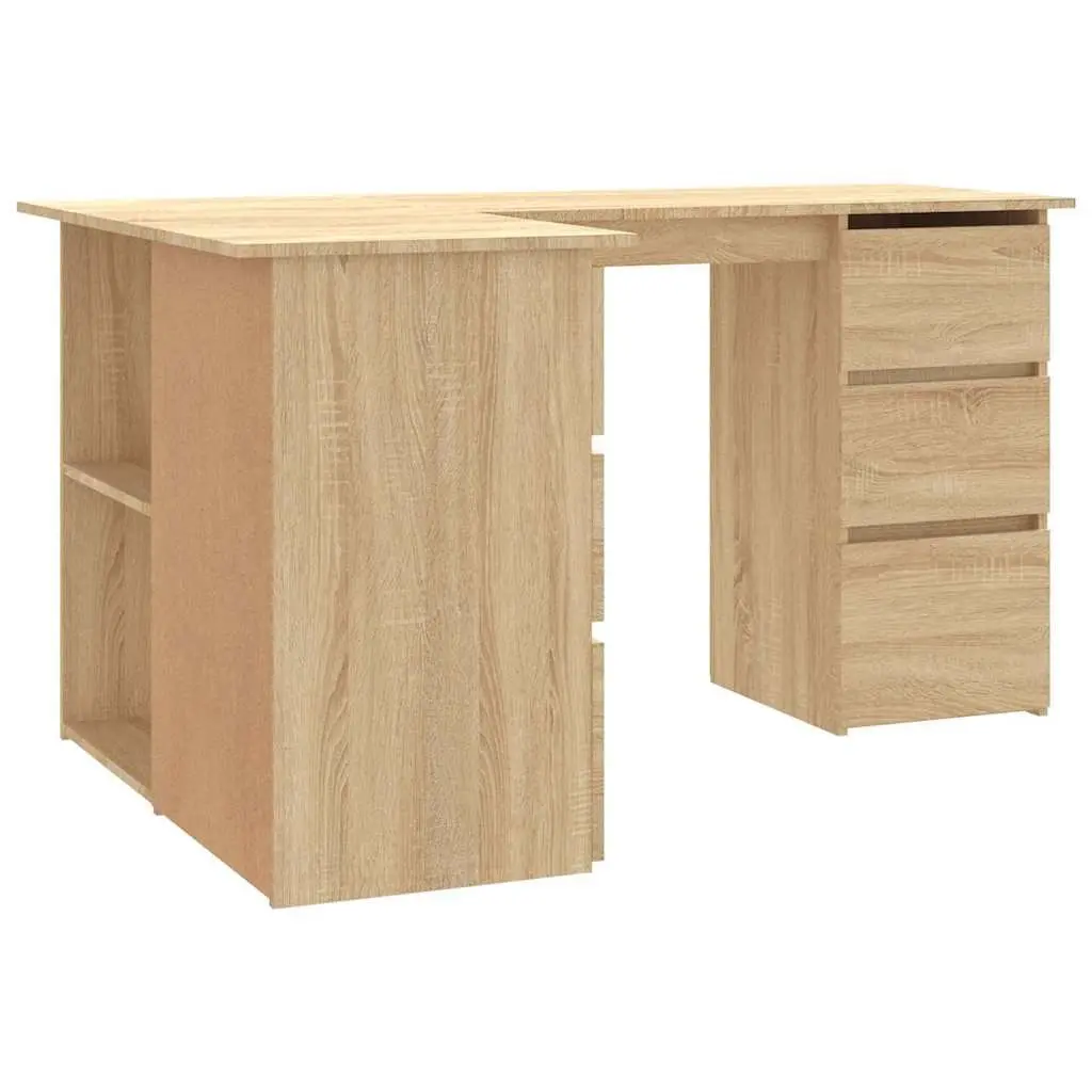 Brown Engineered Wood Corner Desk with Storage