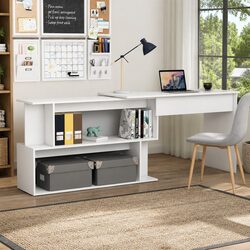 White Rotating Corner Desk for Office or Study