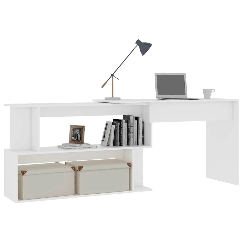 White Rotating Corner Desk for Office or Study