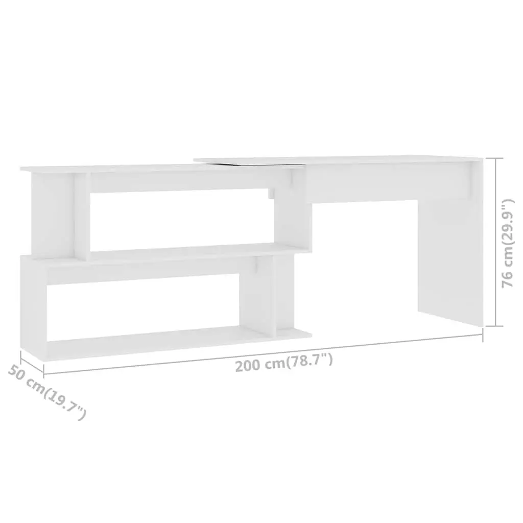 White Rotating Corner Desk for Office or Study