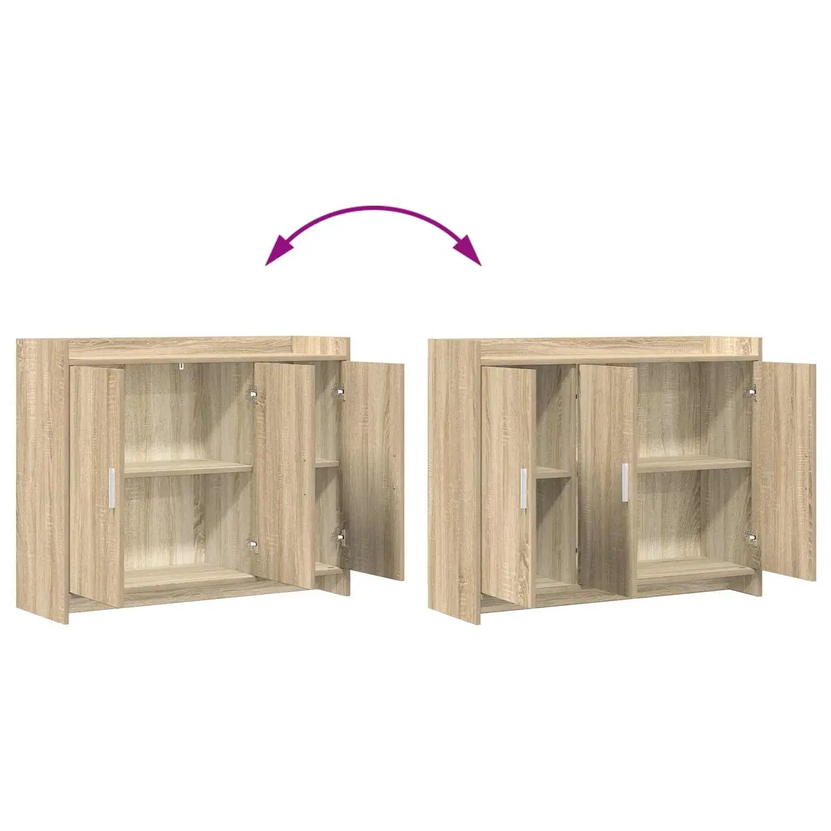 Brown Engineered Wood Sideboard Cabinet for Storage