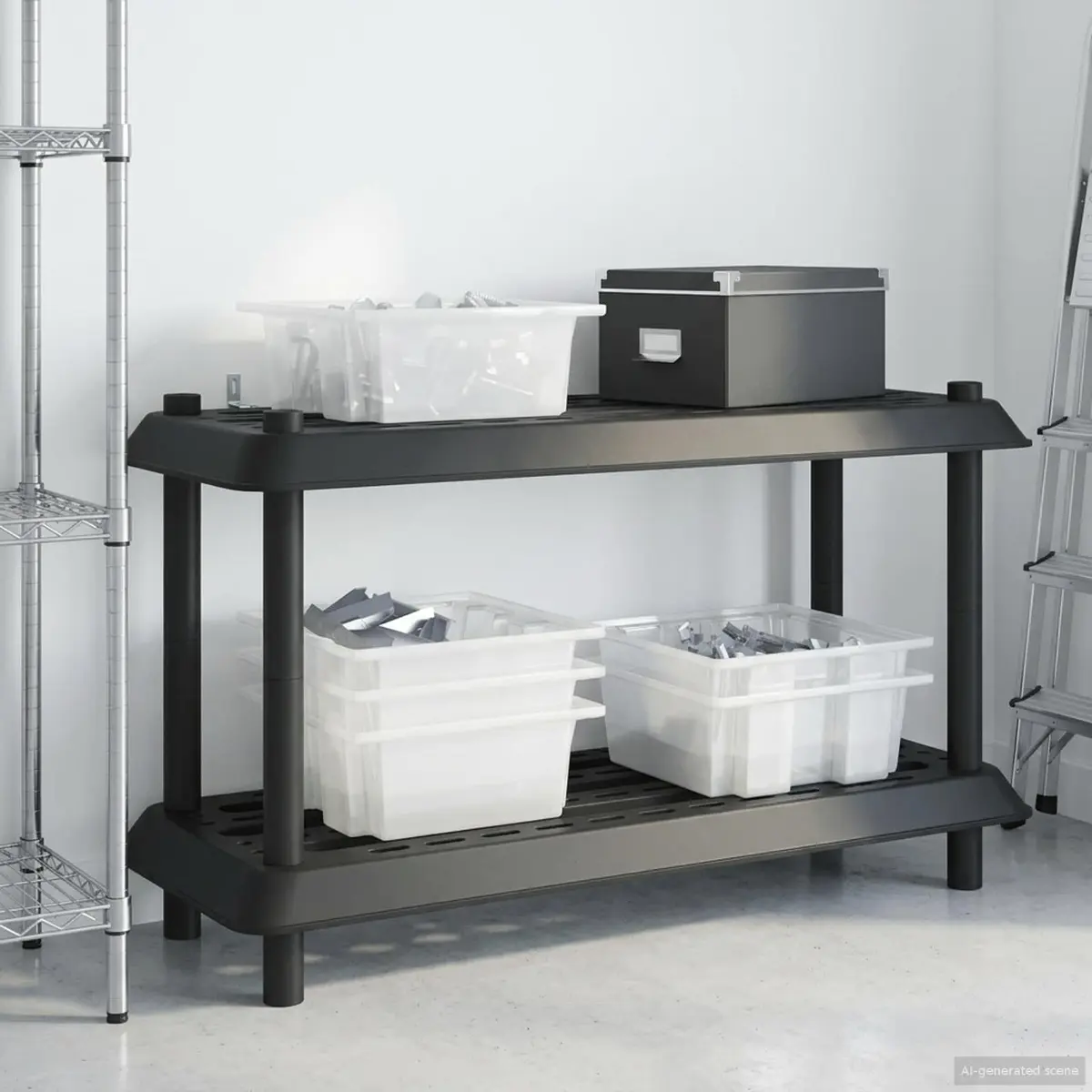 2-Tier Shelving Unit 100 x 40 x 55.5 cm Anthracite