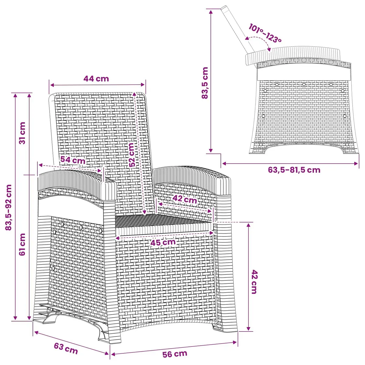 Reclining Garden Chair with Adjustable Backrest