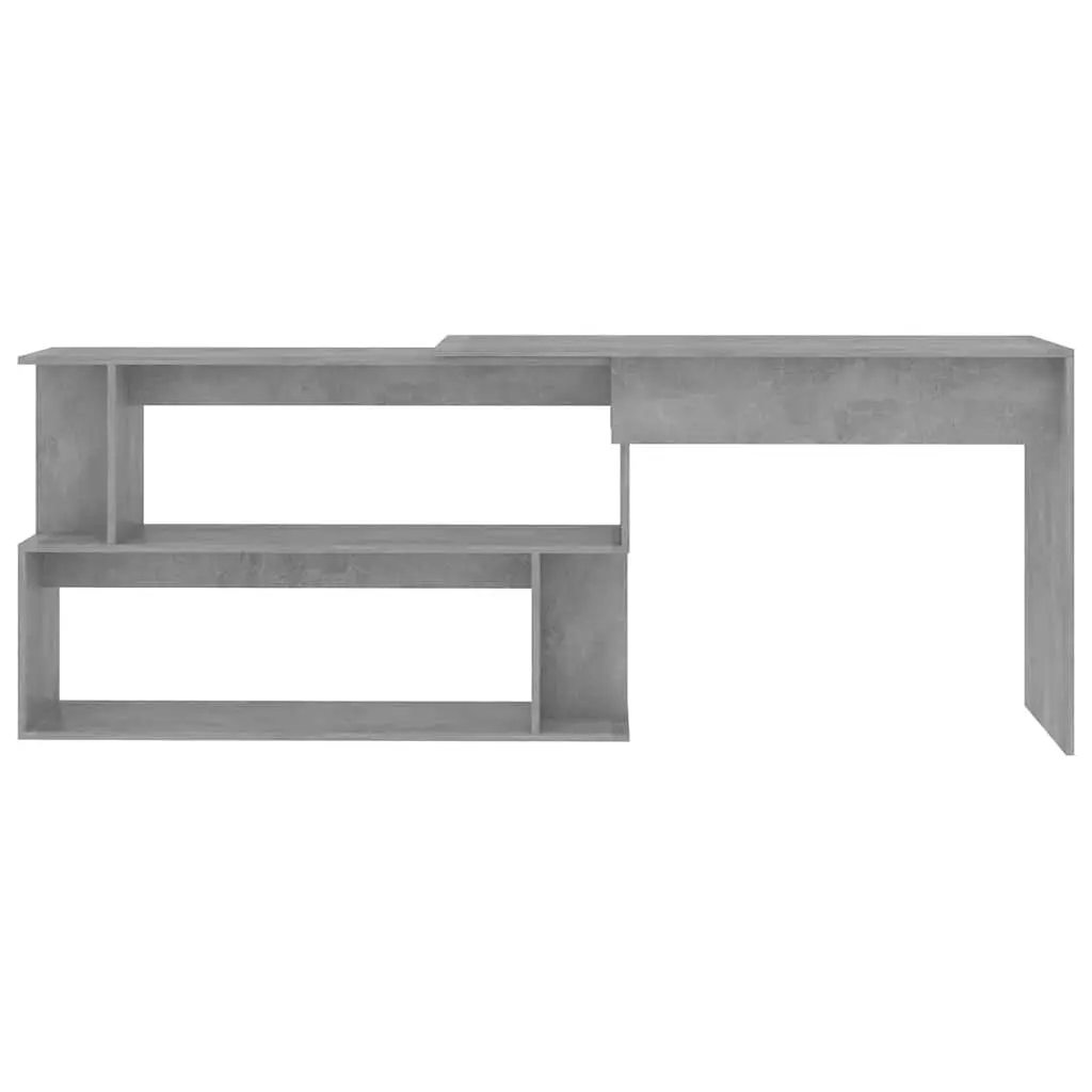 Corner Desk Grey Engineered Wood Rotatable Office Workstation Storage