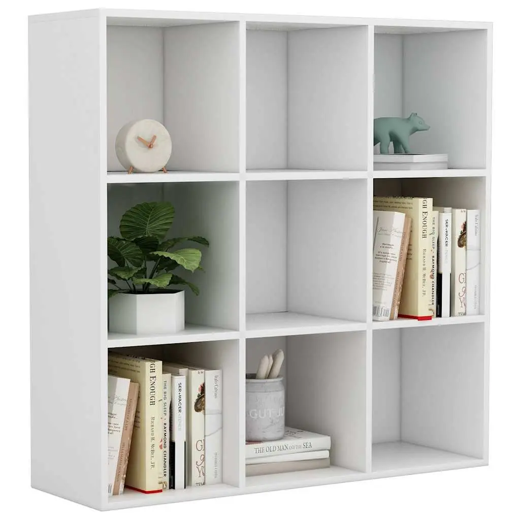 White Book Cabinet with 9 Spacious Compartments