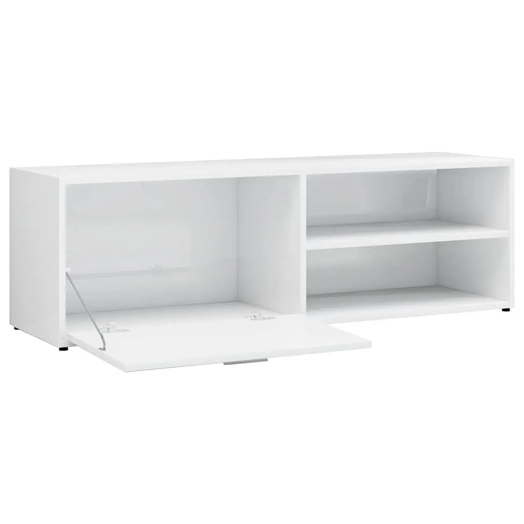 High Gloss White TV Cabinet for Media Storage