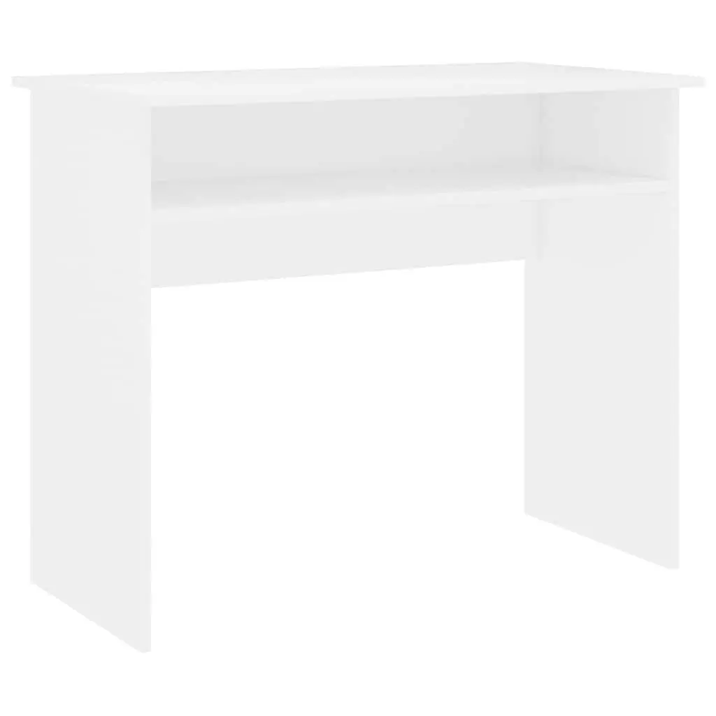 White 90cm Computer Desk with Storage Shelf