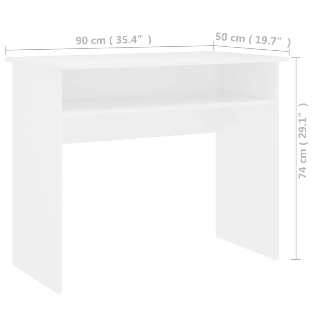 White 90cm Computer Desk with Storage Shelf