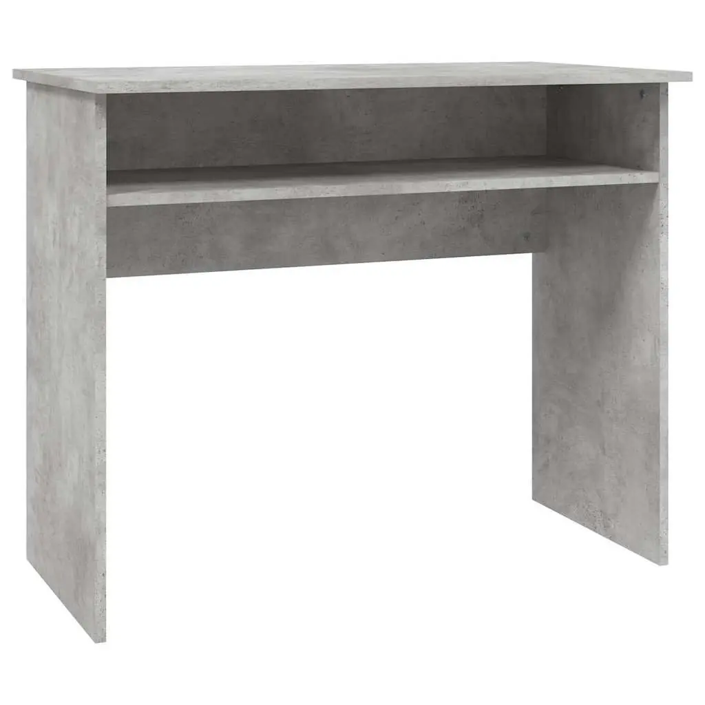 Grey Engineered Wood Computer Desk with Shelf