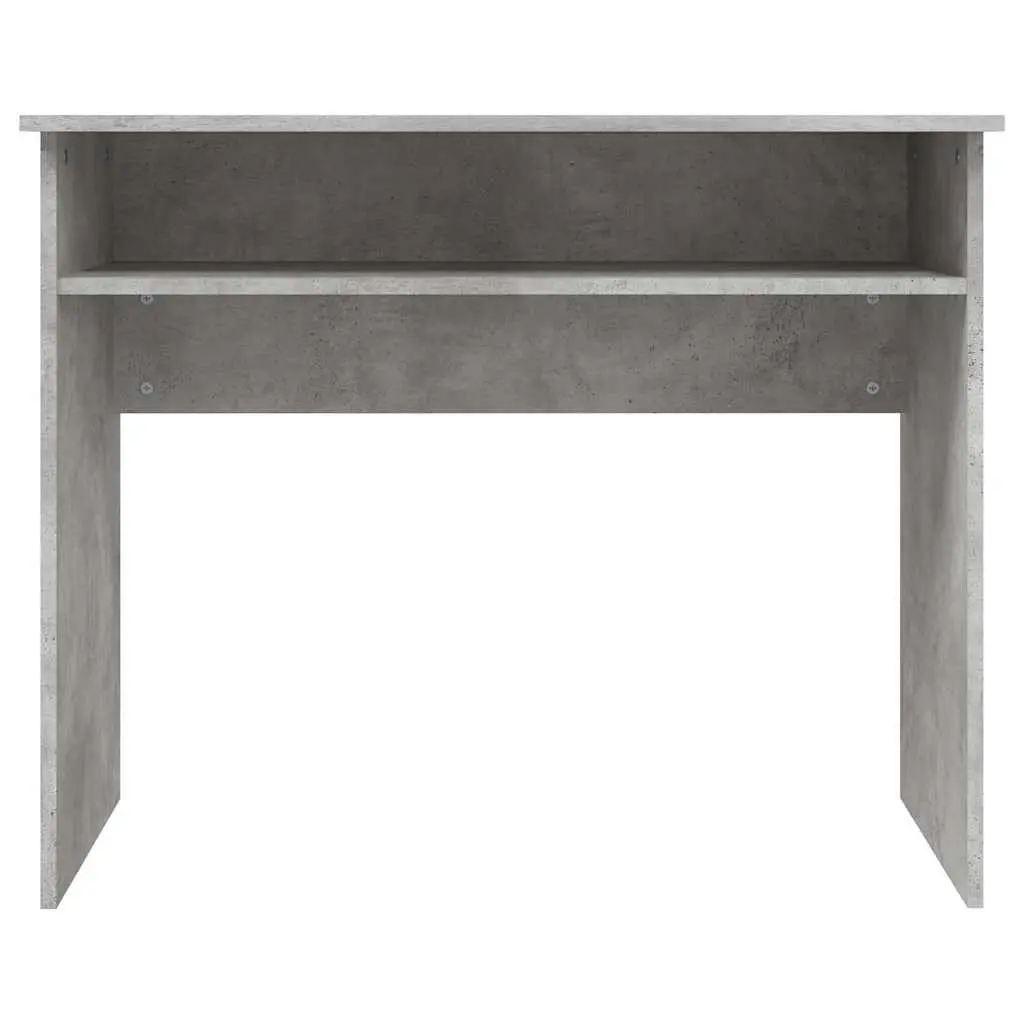 Grey Engineered Wood Computer Desk with Shelf