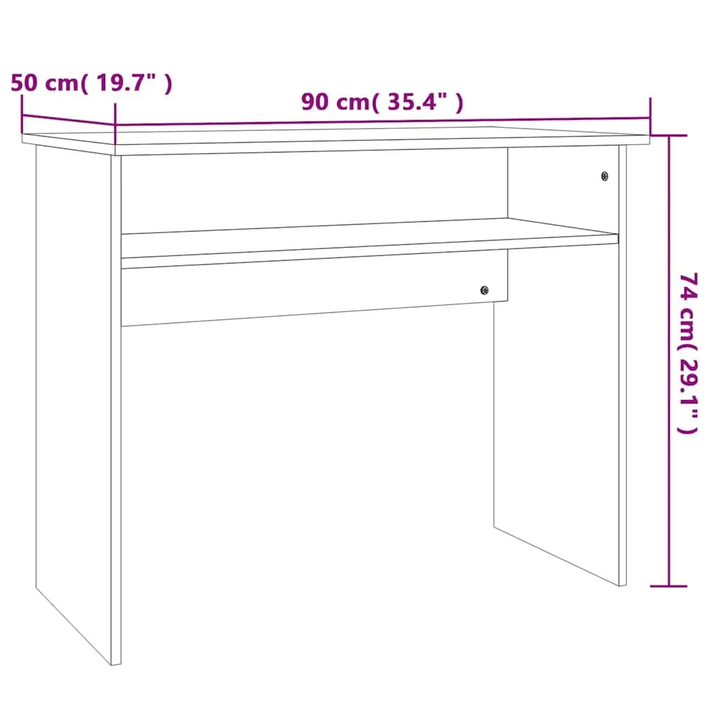 Grey Engineered Wood Computer Desk with Shelf