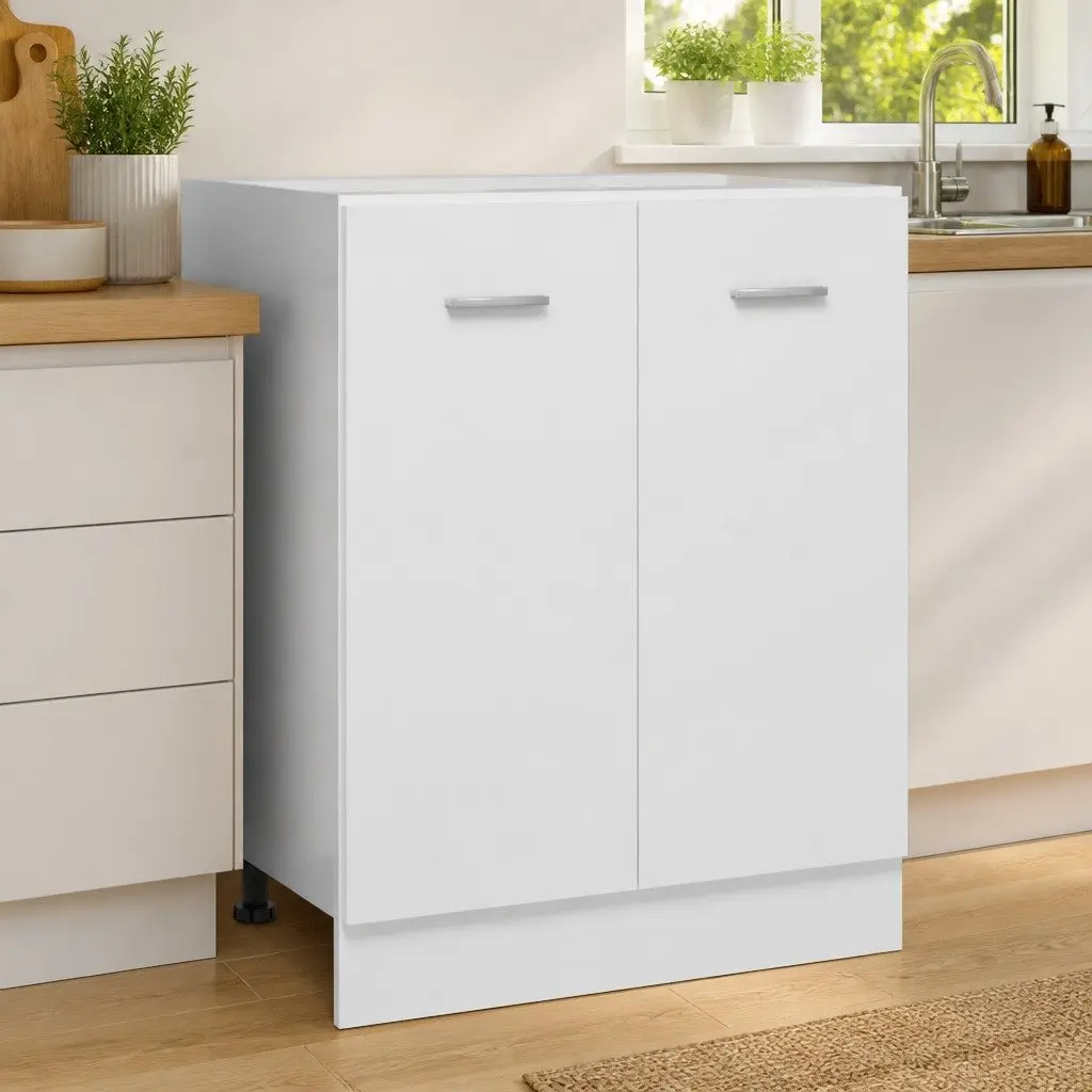 White Kitchen Cabinet with Storage Shelves 60x46x81.5cm