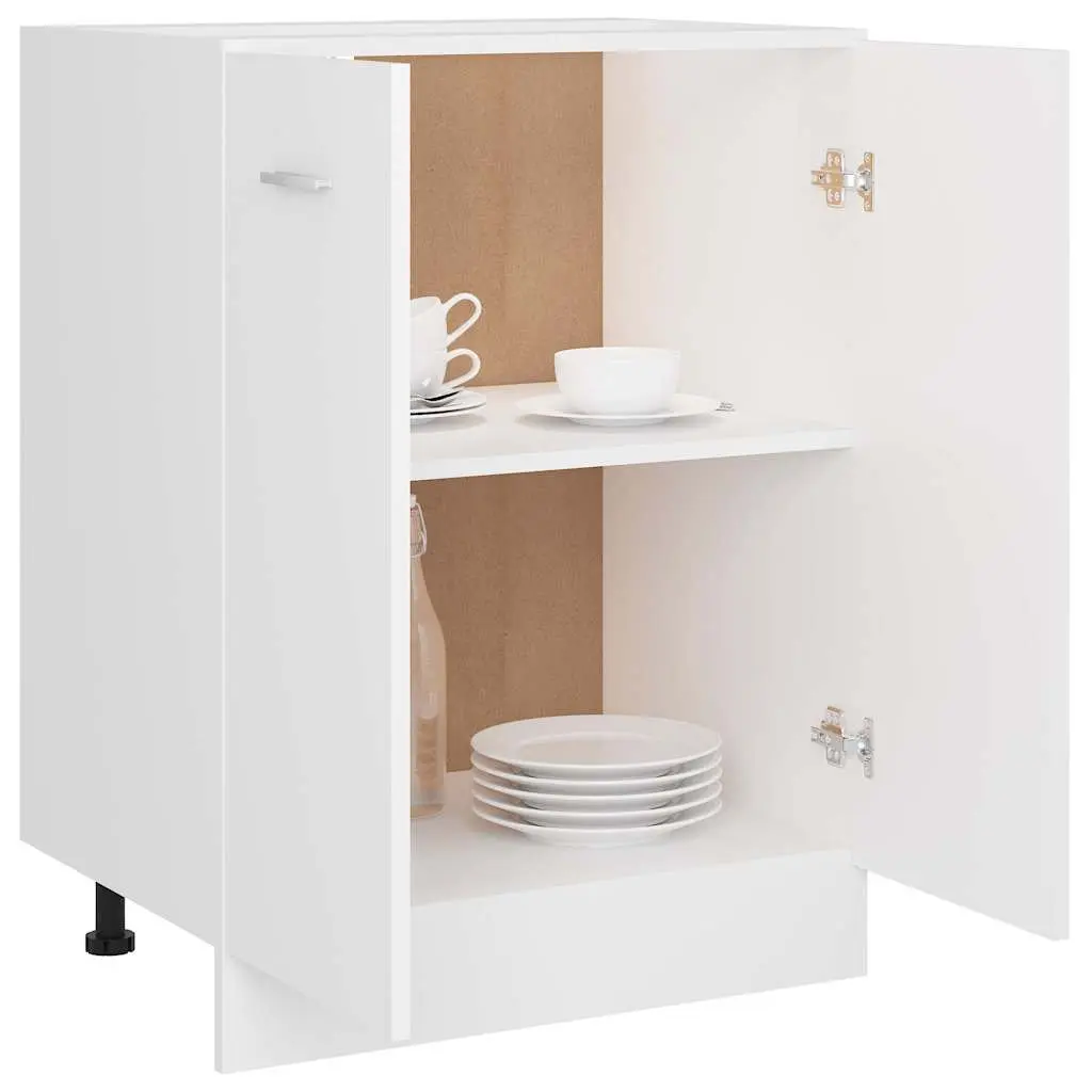 White Kitchen Cabinet with Storage Shelves 60x46x81.5cm