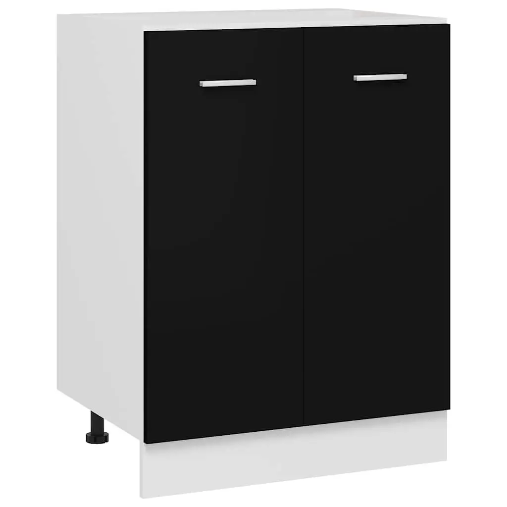 Bottom Cabinet Engineered Wood 60x46x81.5 cm Black 2 Doors 2 Shelves