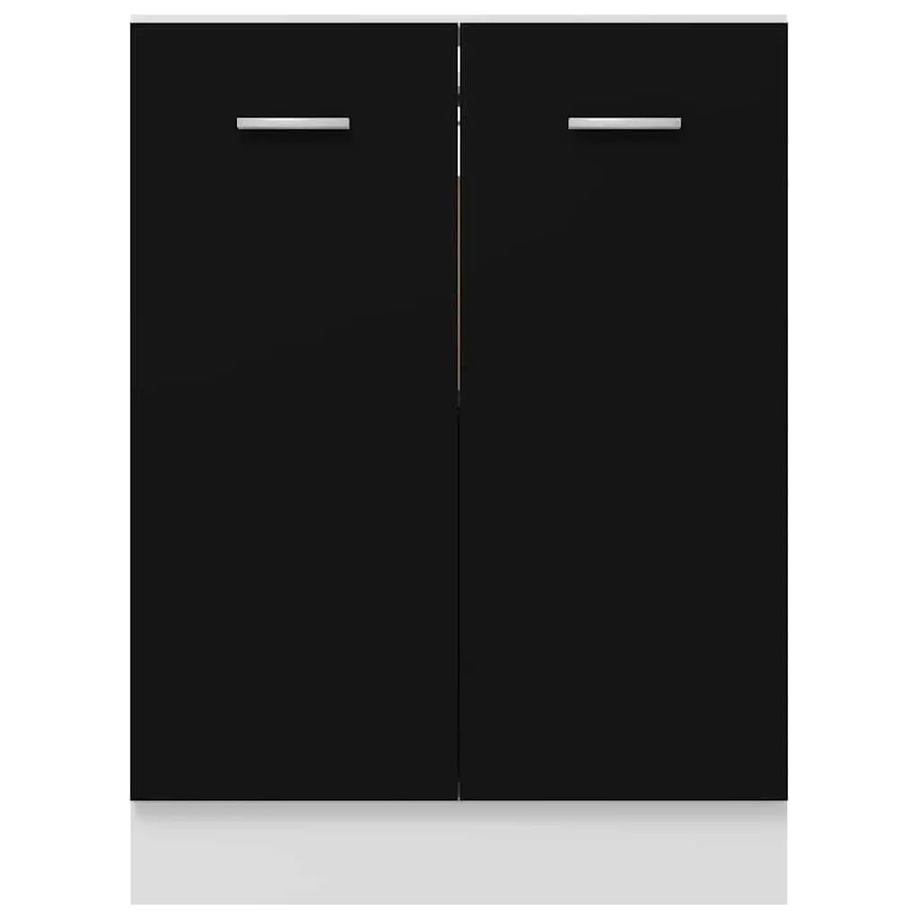 Bottom Cabinet Engineered Wood 60x46x81.5 cm Black 2 Doors 2 Shelves