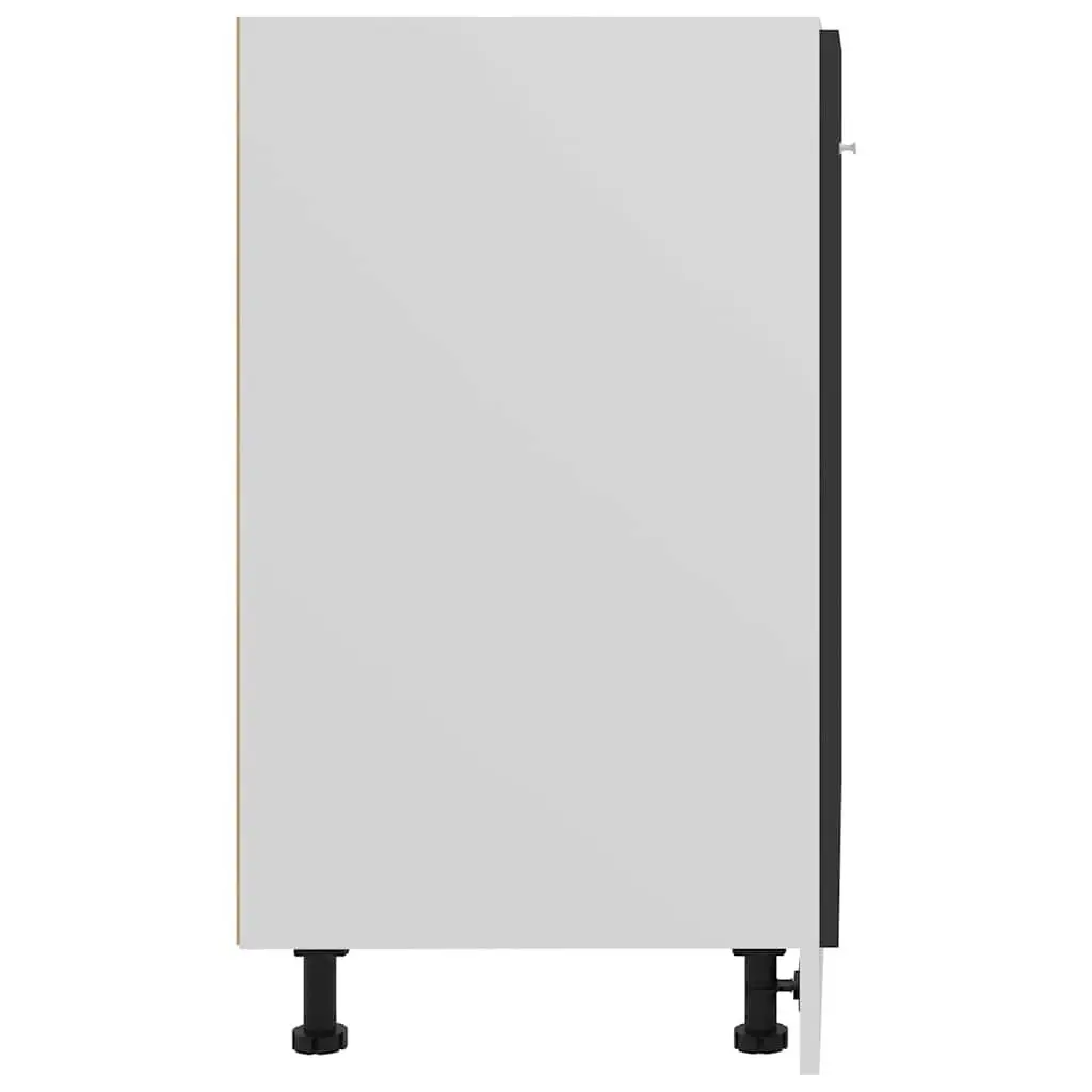 Bottom Cabinet Engineered Wood 60x46x81.5 cm Black 2 Doors 2 Shelves