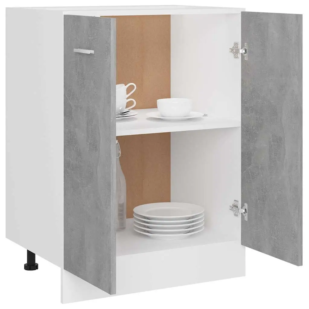 Grey Storage Cupboard with Two Doors and Shelves