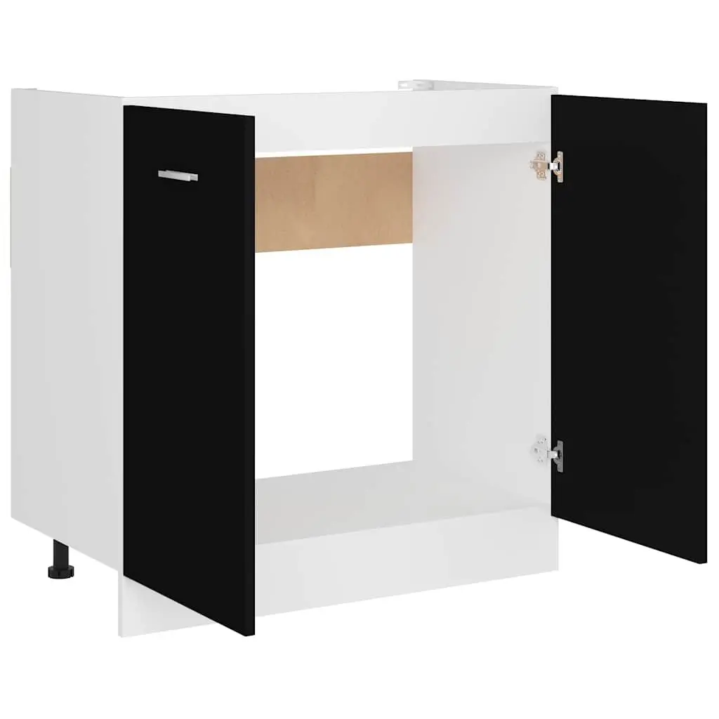Black Under Sink Cabinet for Kitchen Storage 80x46x81.5cm