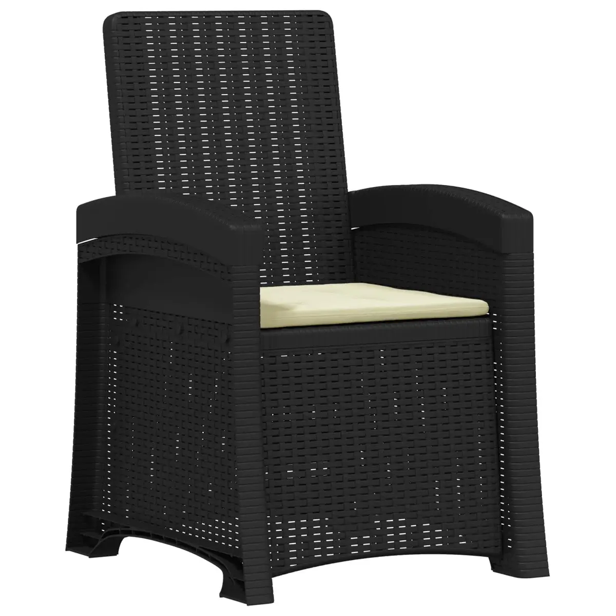Reclining Outdoor Chair Polypropylene 3 Position Anthracite Cream