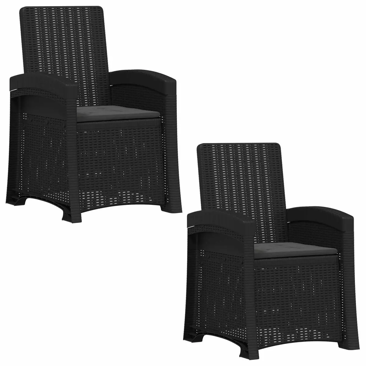 Reclining Garden Chair Polypropylene Adjustable Anthracite 2 Pcs