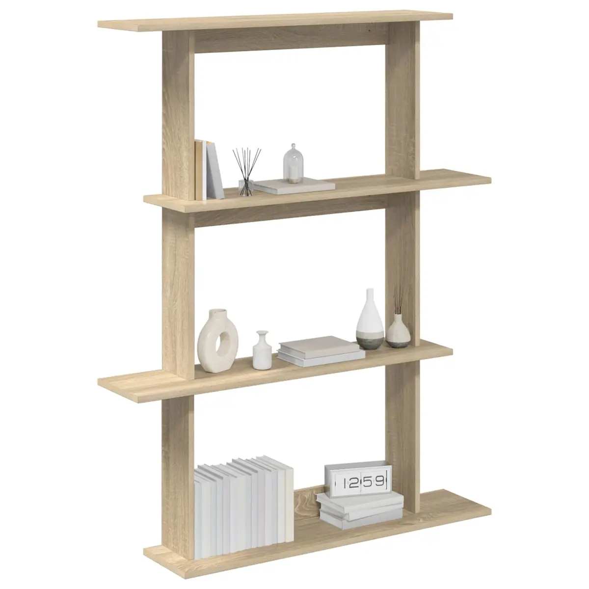Brown Engineered Wood Wall Shelf Unit for Storage