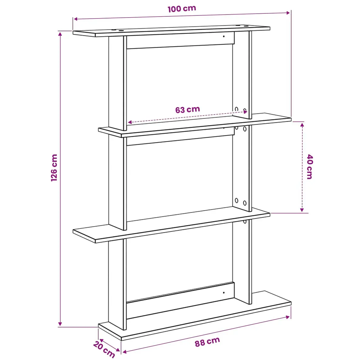 Brown Engineered Wood Wall Shelf Unit for Storage