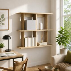 Brown Sonoma Oak Wall Shelf for Modern Living Spaces