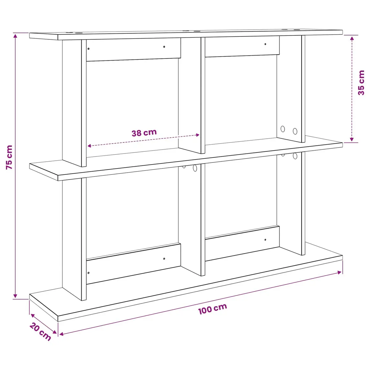 Wall Shelf Wall-Mounted Brown Modern Shelving Unit Storage Sonoma Oak 100cm
