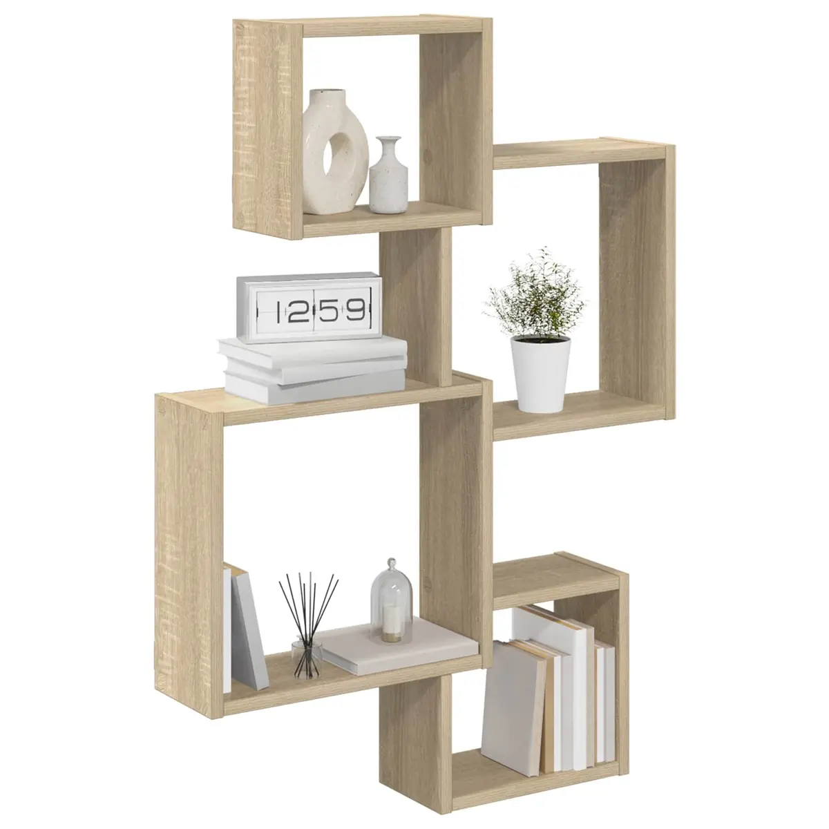 Brown Sonoma Oak Wall Cube Shelves for Display
