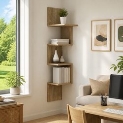 Durable Brown Engineered Wood Wall Shelf for Organized Storage