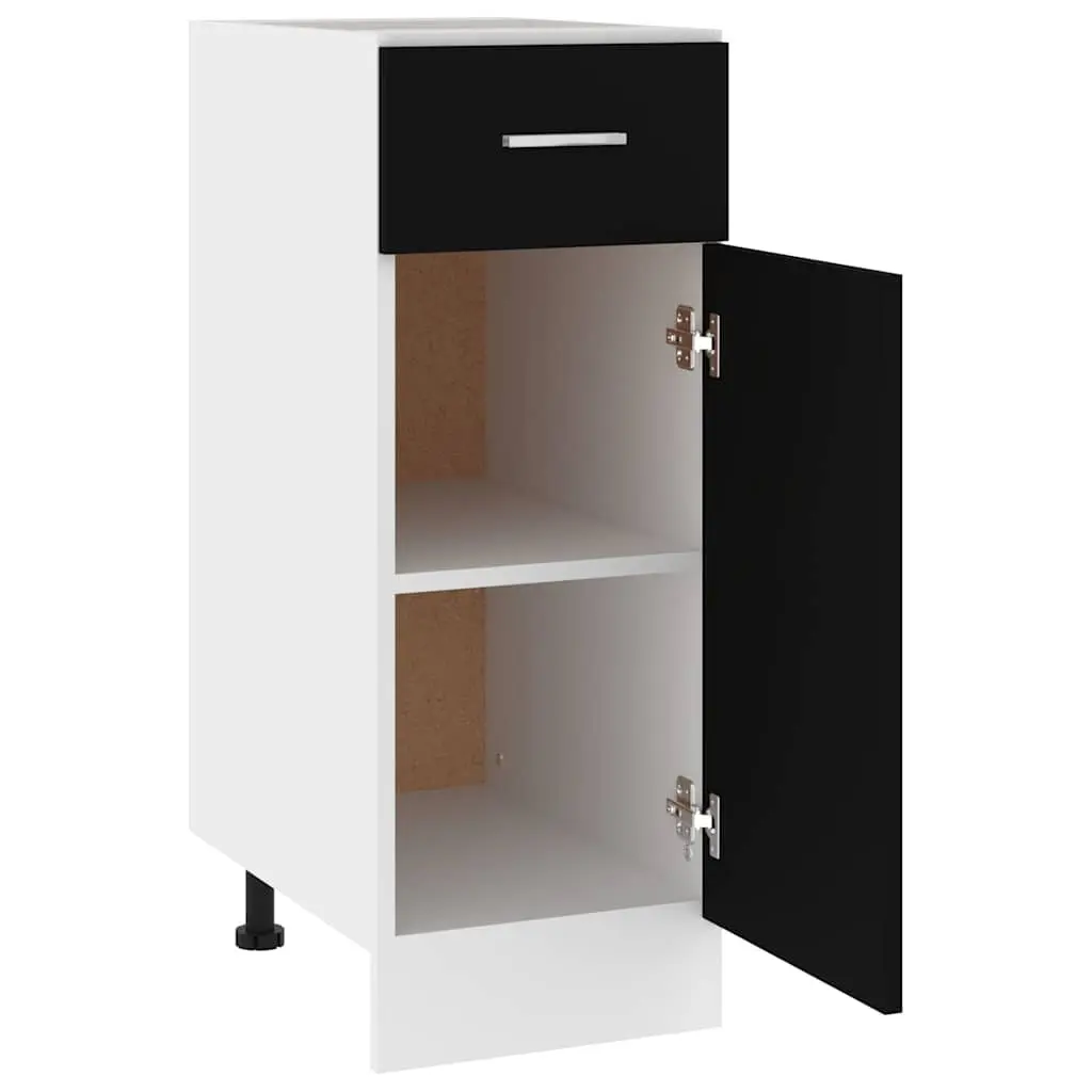 Black Kitchen Cabinet Drawer Bottom with Shelves