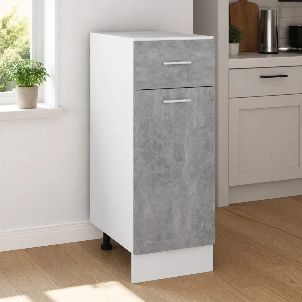 Grey Kitchen Storage Cupboard with Organiser Drawer