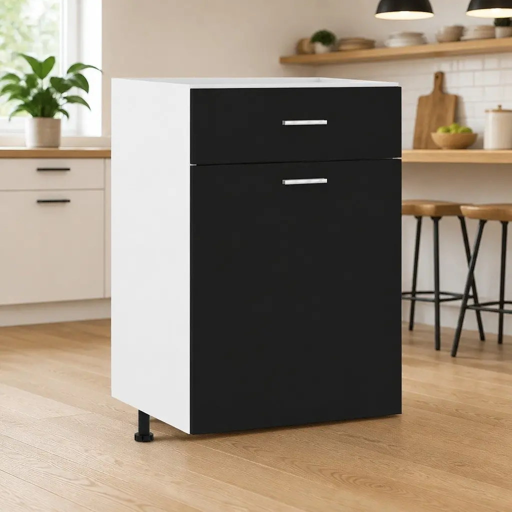 Black Engineered Wood Drawer Bottom Cabinet