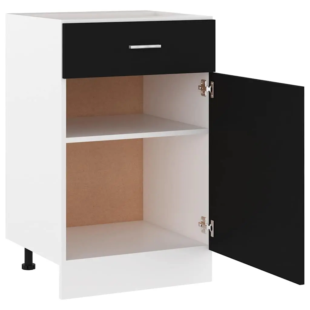Black Engineered Wood Drawer Bottom Cabinet
