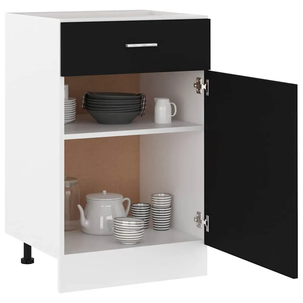 Black Engineered Wood Drawer Bottom Cabinet