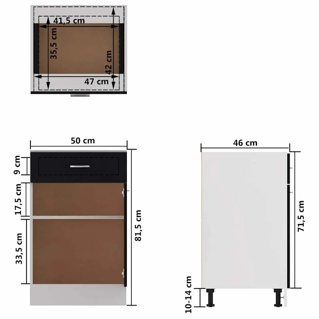 Black Engineered Wood Drawer Bottom Cabinet