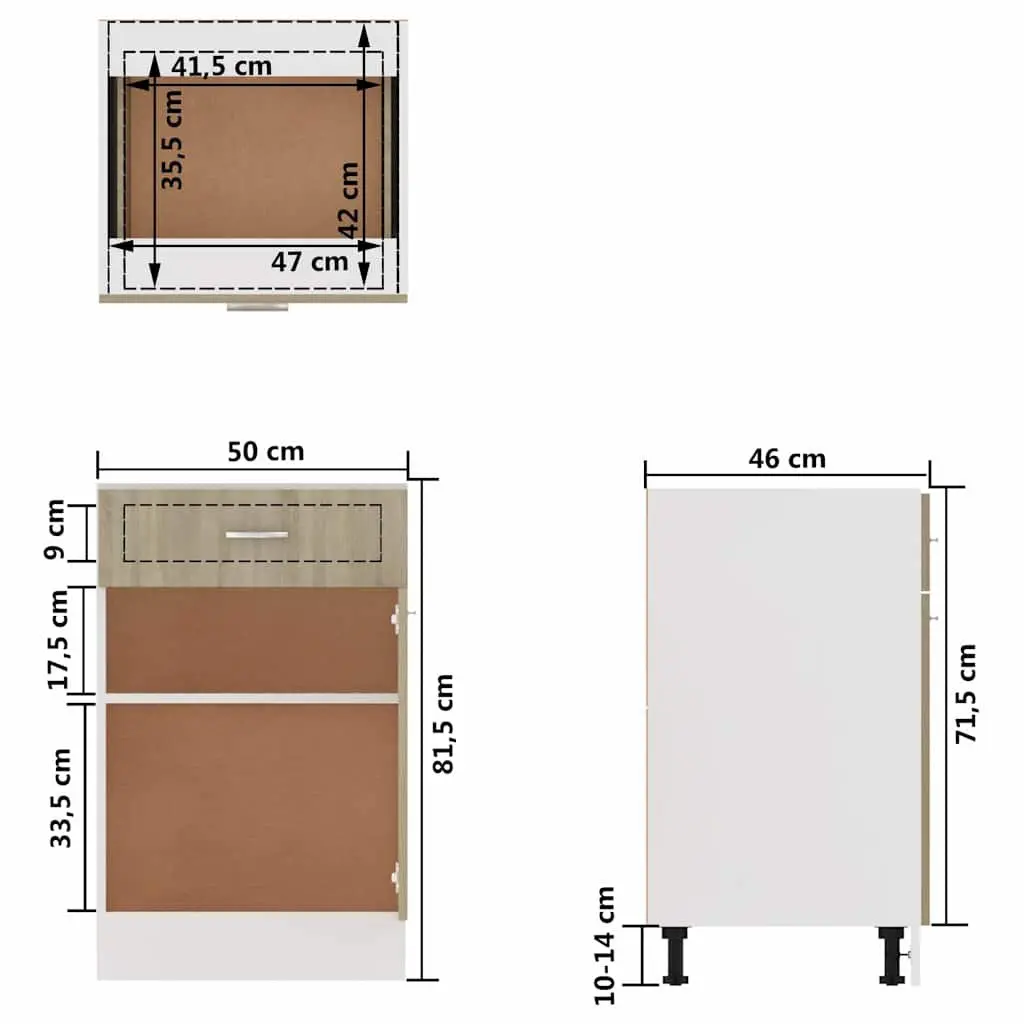 Engineered Wood Kitchen Drawer Cabinet with Shelves