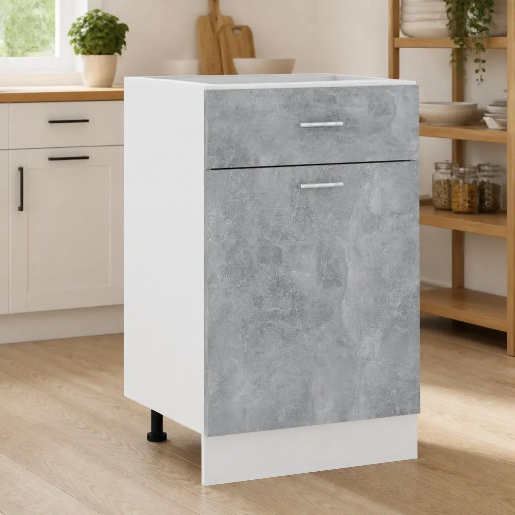 Grey Kitchen Drawer Bottom Cabinet with Shelves