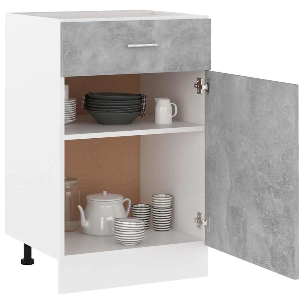 Grey Kitchen Drawer Bottom Cabinet with Shelves