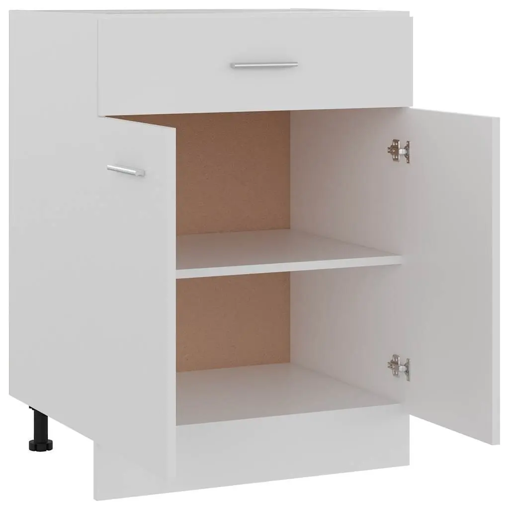 Scandinavian White Kitchen Storage Cabinet with Drawer
